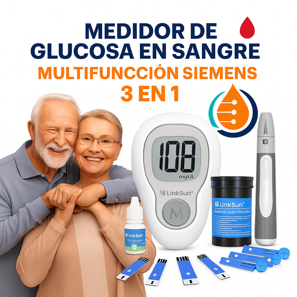 GlucoMax™– Medidor de Glucosa Multifunción 3 en 1